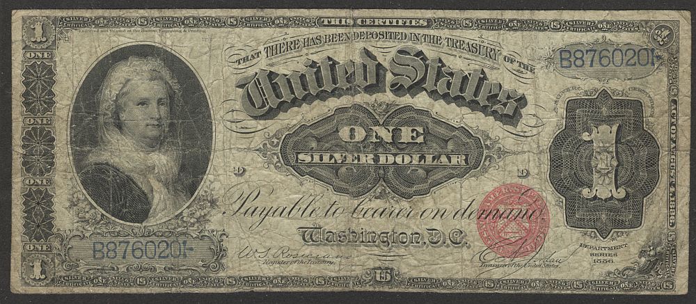 Fr.215, 1886 $1 Silver Certificate, B876020, Fine